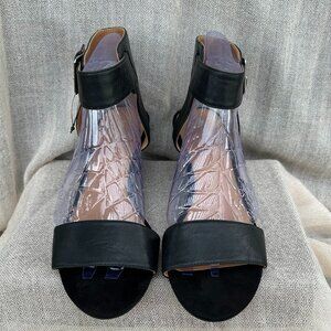 New Nine West Pepperman Women's Black Leather Sandals 9.5M